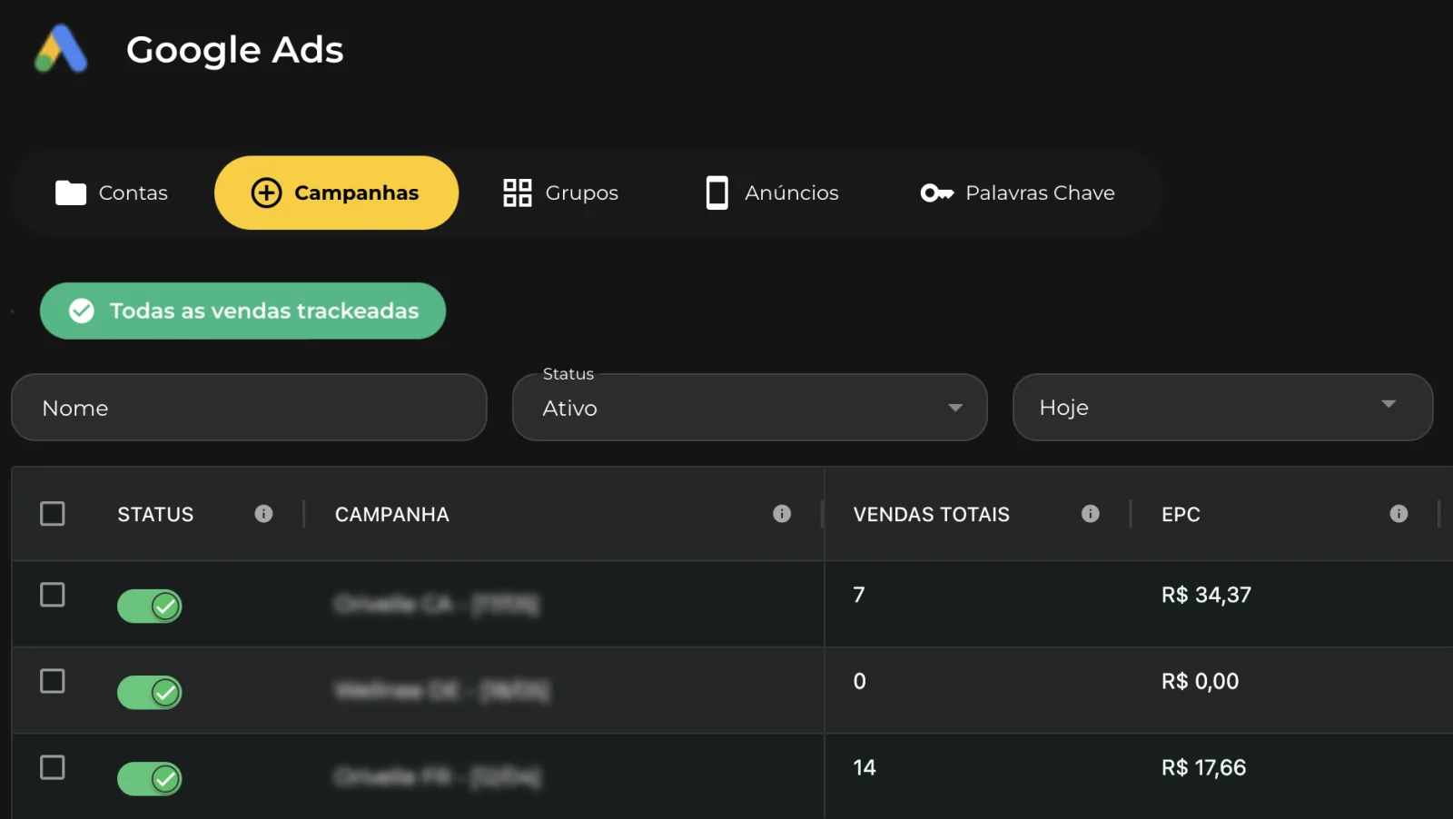 Plataforma de anúncios integrada ao tracking server-side do Ratoeira Hub, conectando cliques de campanhas a conversões confirmadas